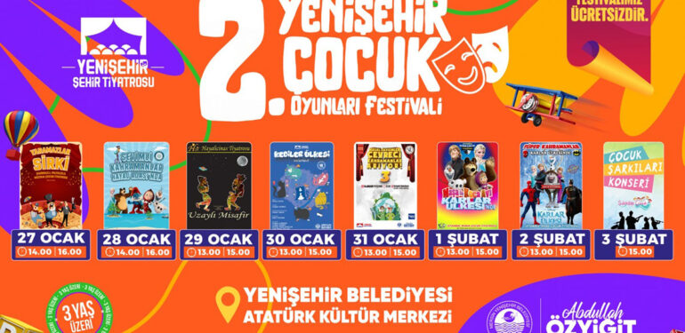 2. Yenişehir Çocuk Oyunları Festivali Başlıyor